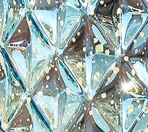 11" Illuminated Diamond Glass Hurricane by Valerie — View 3
