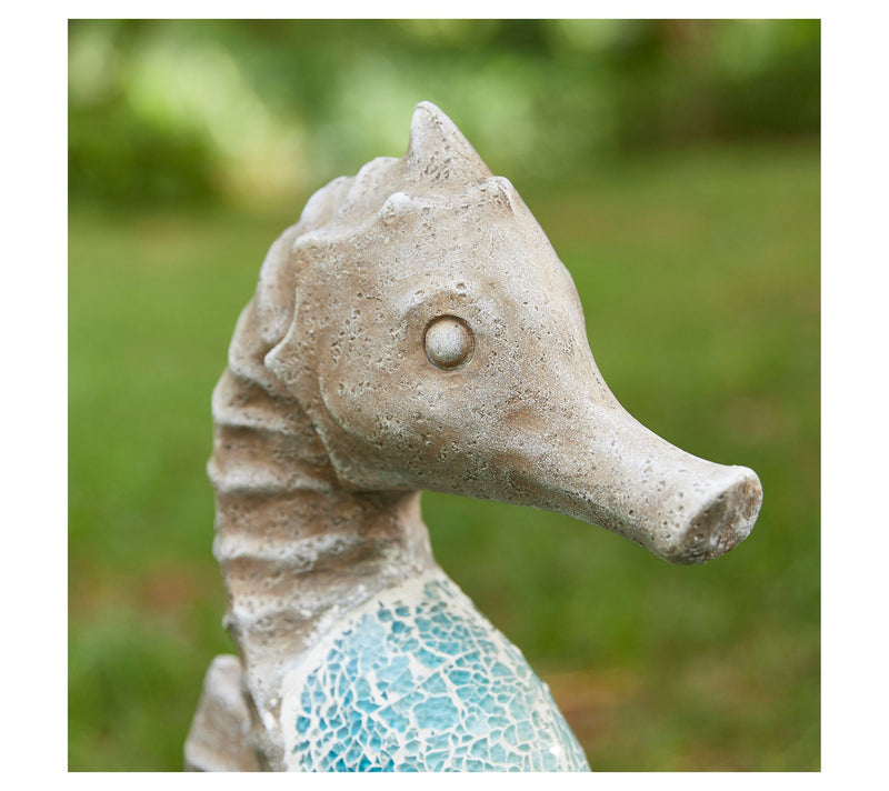 Glitzhome 21" Faux Granite Mosaic Beach SeaHorse Garden Statue — View 4