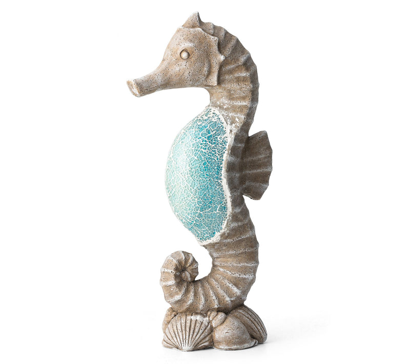 Glitzhome 21" Faux Granite Mosaic Beach SeaHorse Garden Statue — View 2