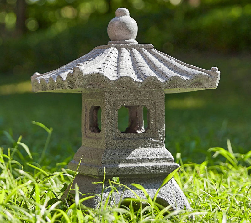 Glitzhome 16" MGO Concrette Finish Pagoda Garden Statue — View 4