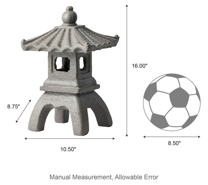 Glitzhome 16" MGO Concrette Finish Pagoda Garden Statue — View 6