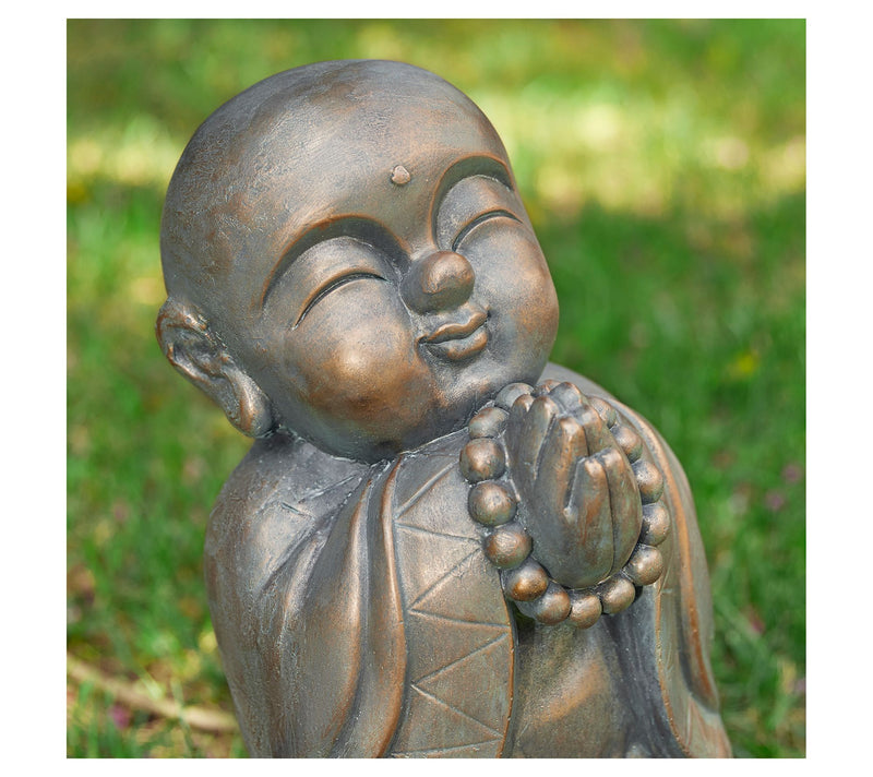 Glitzhome 17" M GO Faux Bronze Zen Buddha Monk Garden Staue — View 4