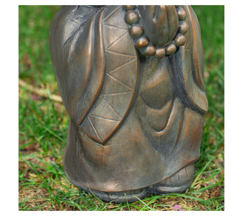 Glitzhome 17" M GO Faux Bronze Zen Buddha Monk Garden Staue — View 5