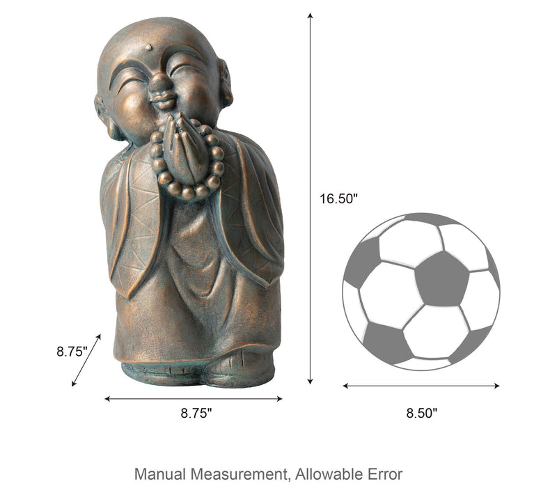 Glitzhome 17" M GO Faux Bronze Zen Buddha Monk Garden Staue — View 7