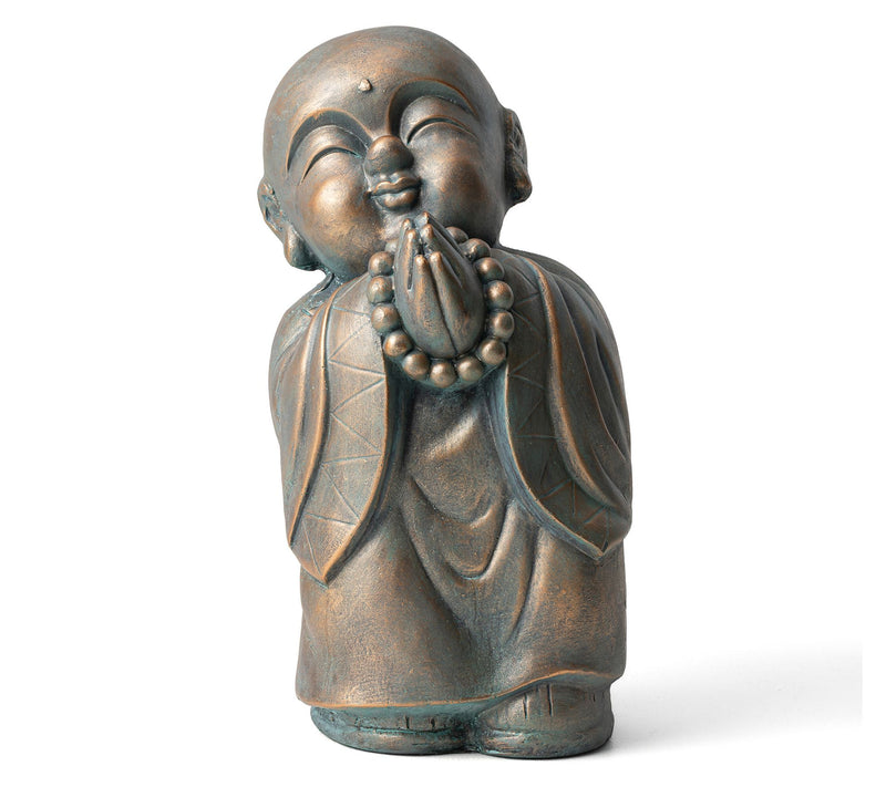 Glitzhome 17" M GO Faux Bronze Zen Buddha Monk Garden Staue — View 2