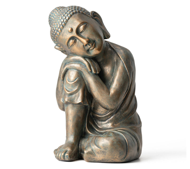 Glitzhome 18" MGO Faux Bronze Resting Buddha Garden statue — View 2