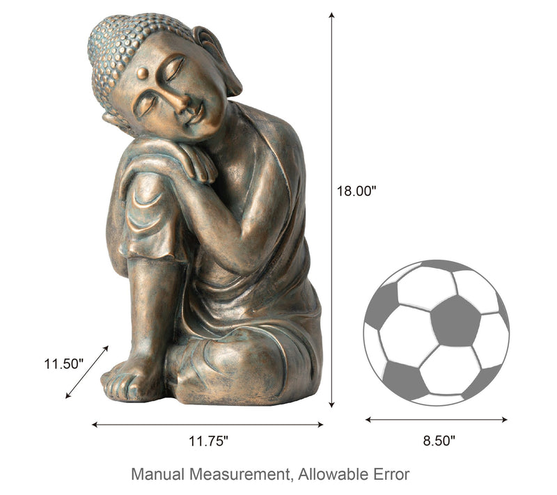 Glitzhome 18" MGO Faux Bronze Resting Buddha Garden statue — View 7