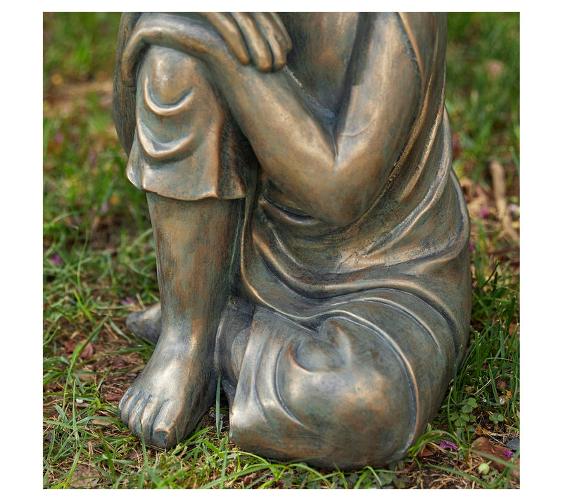 Glitzhome 18" MGO Faux Bronze Resting Buddha Garden statue — View 5