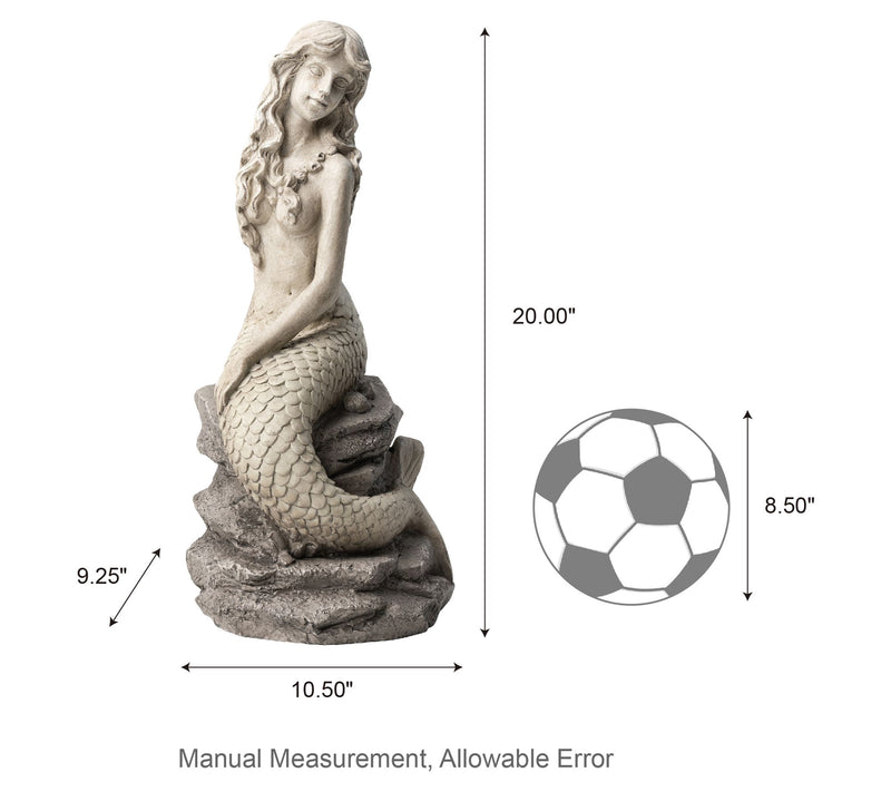 Glitzhome 20" Concrette Finish Magical MermaidGarden Statue — View 7
