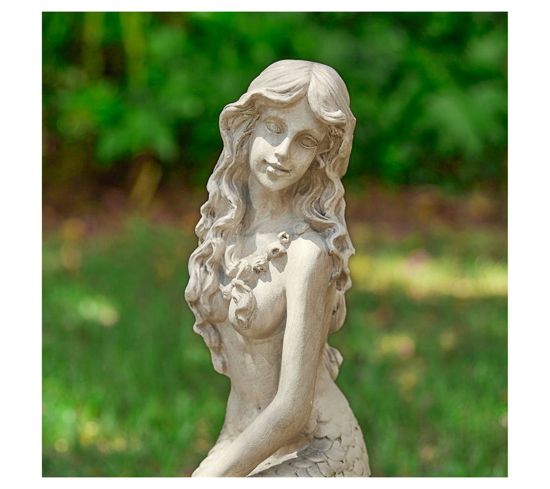 Glitzhome 20" Concrette Finish Magical MermaidGarden Statue — View 3