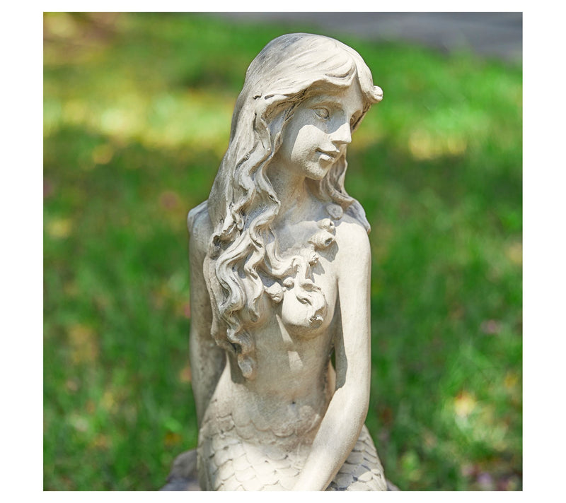 Glitzhome 20" Concrette Finish Magical MermaidGarden Statue — View 4