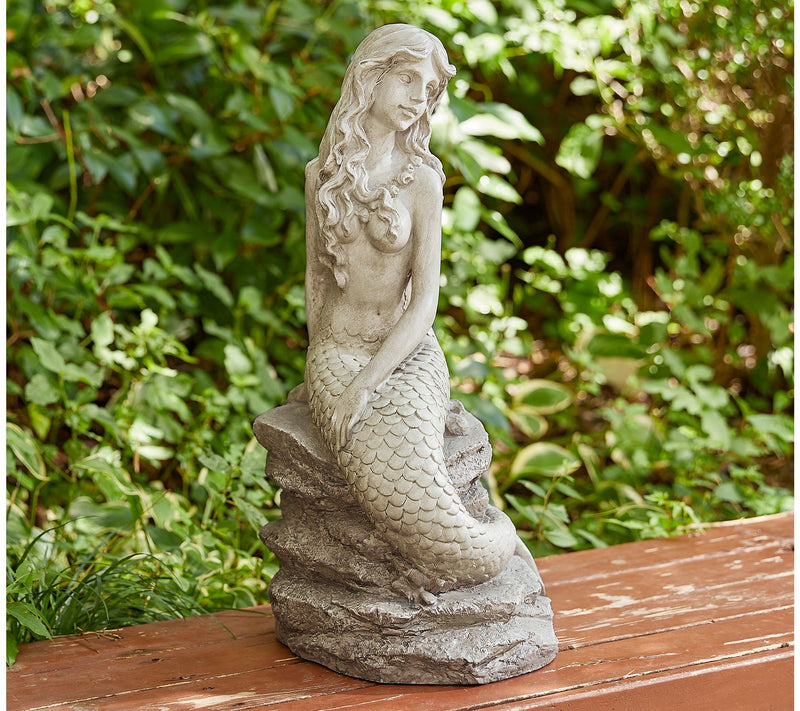 Glitzhome 20" Concrette Finish Magical MermaidGarden Statue — Main view