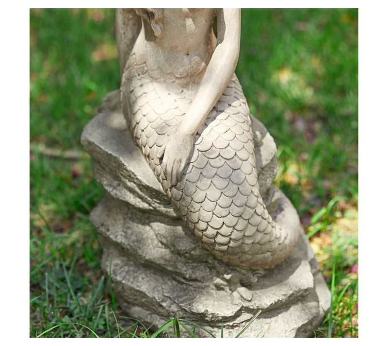 Glitzhome 20" Concrette Finish Magical MermaidGarden Statue — View 5