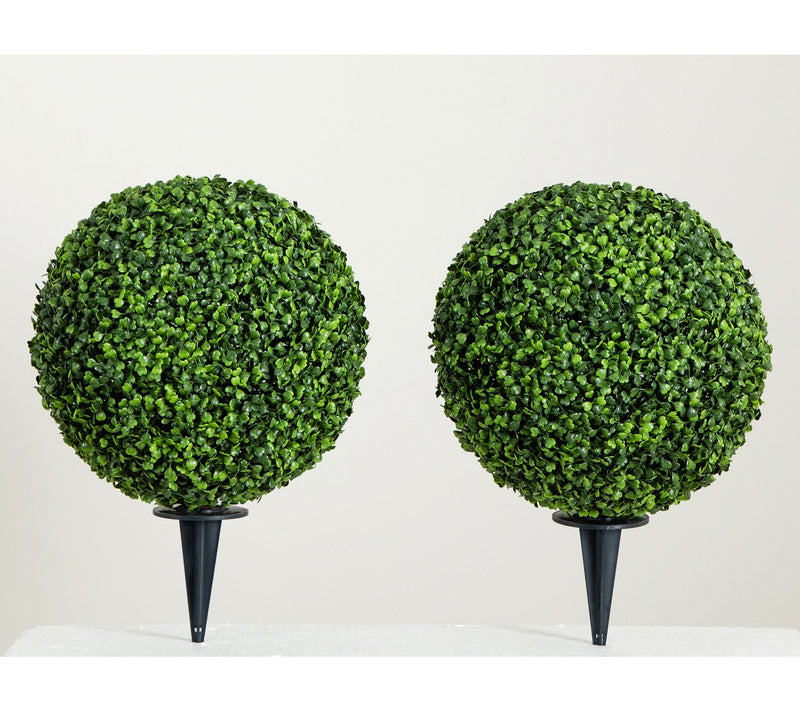 Nearly Natural Set of (2) 14" Artificial Boxwood Ball Stake — View 5