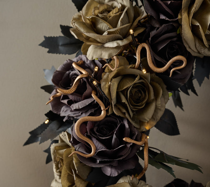 Martha Stewart 24" Illuminated Rose & Snake Wreath — View 2