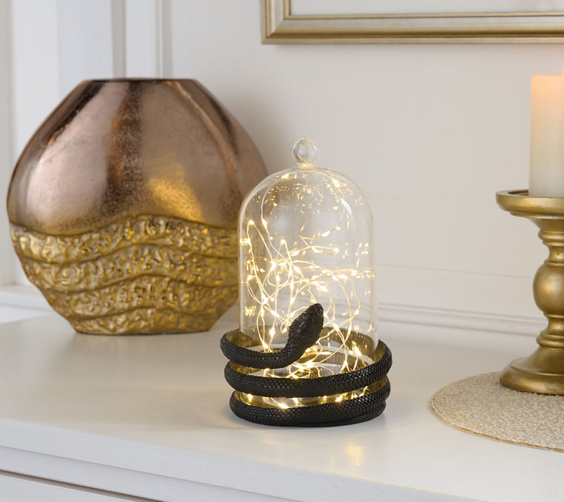 Martha Stewart 9.5" Twinkling Snake Wrapped Glass Cloche — View 5