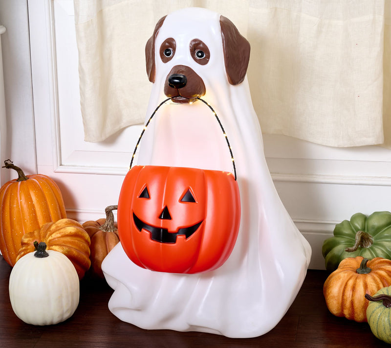 Bethlehem Lights 28" Illuminated Halloween Dog with Basket — View 4