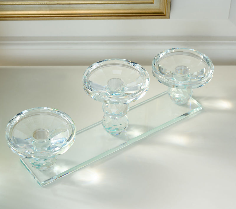 Faceted Glass Candle Holder Trio by Valerie — View 2