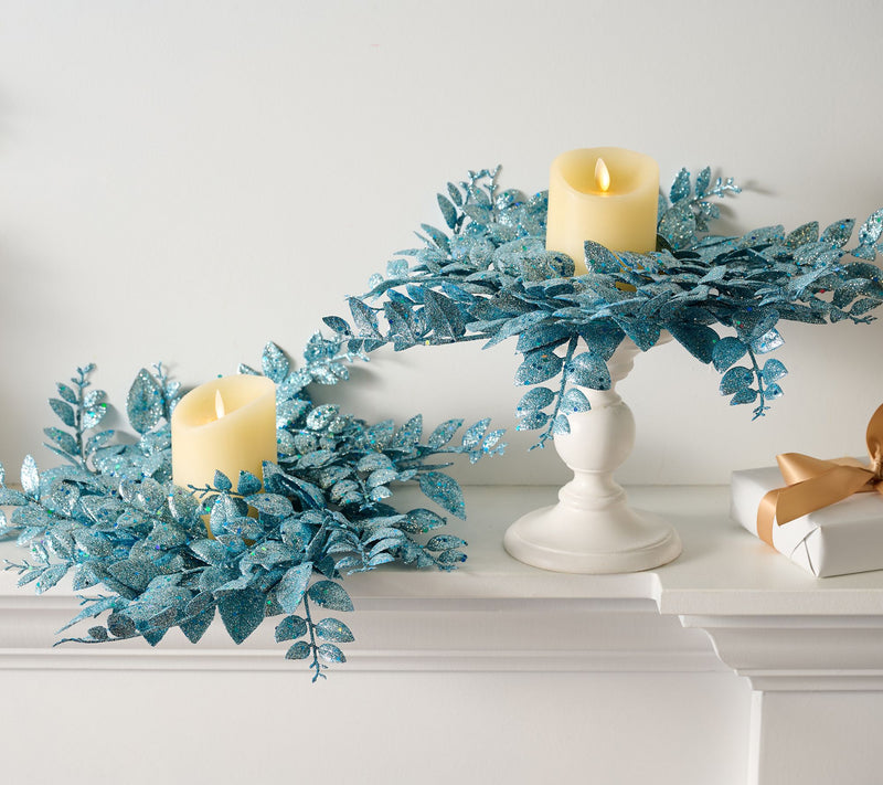 Set of 2 Glittered Leaf Candle Rings by Valerie — View 7