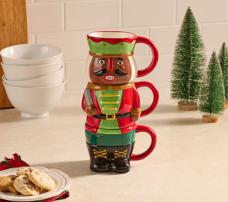 3pc Stackable Holiday Ceramic Mugs with Gift Box by Valerie — Main view