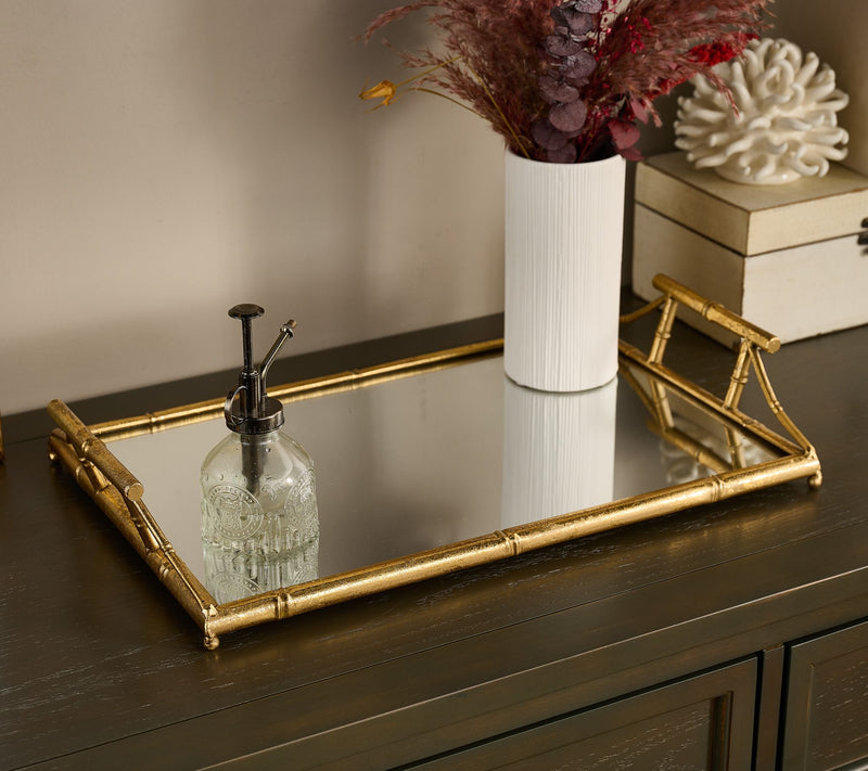 20" Metallic Bamboo Style Mirrored Tray by Kim Gravel — Main view