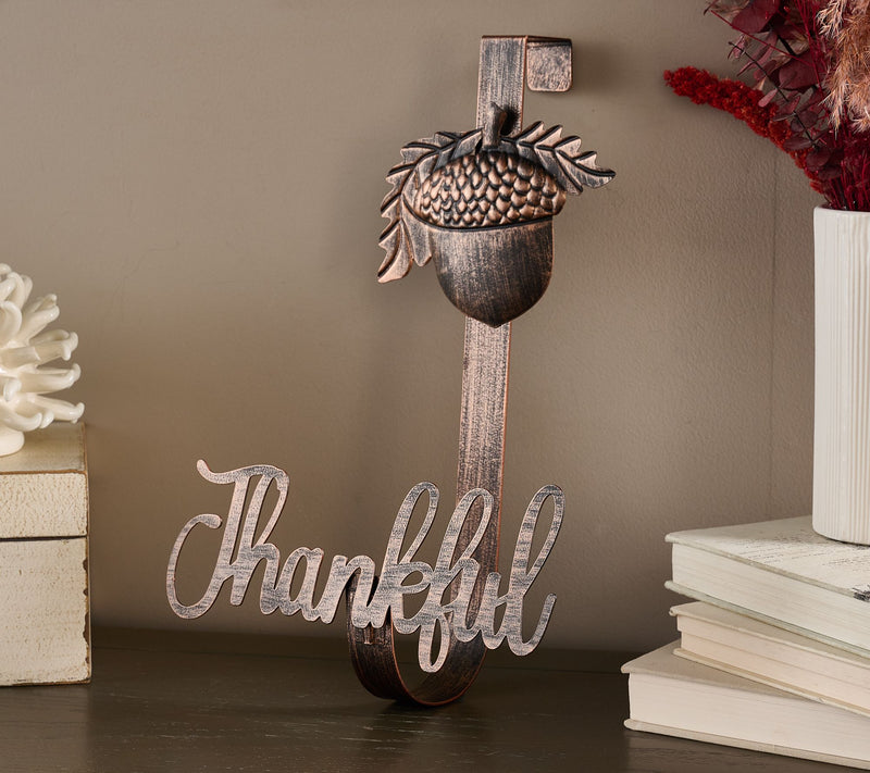 15" Bronze "Thankful" Wreath Hanger by Kim Gravel — View 3