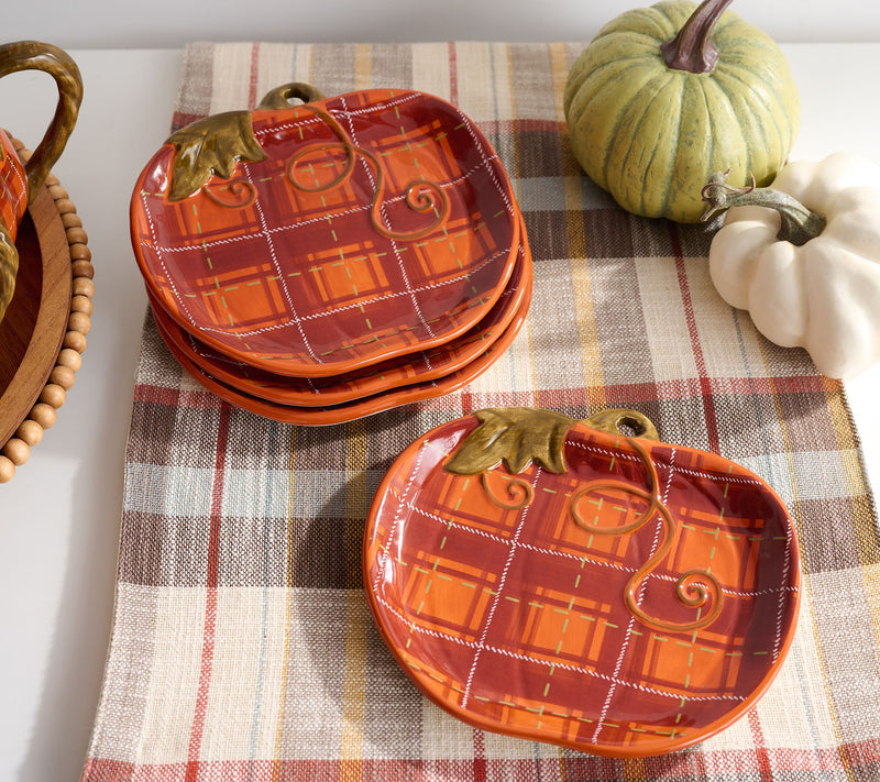 Set of 4 Ceramic Pumpkin Plates by Valerie — Main view