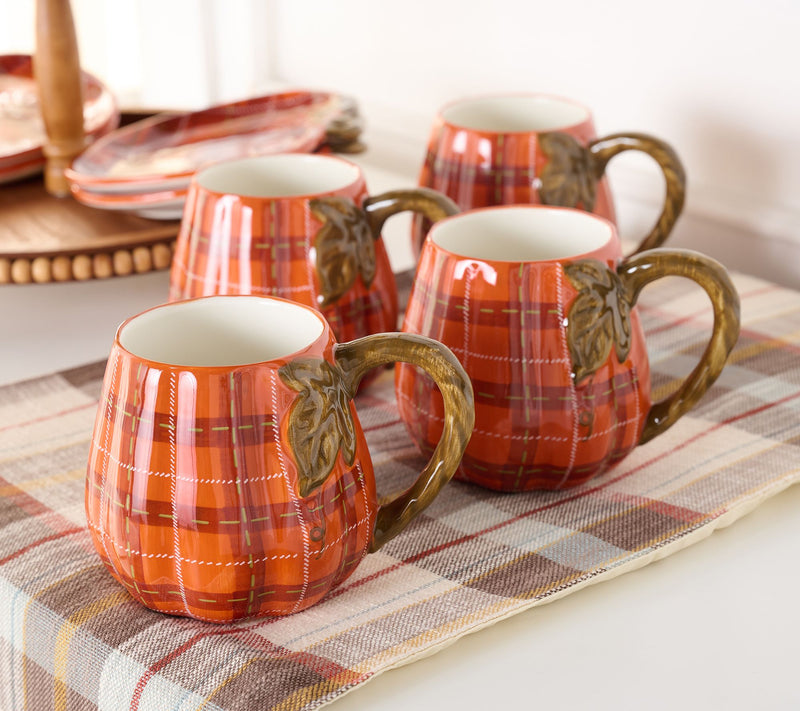 Set of 4 Ceramic Pumpkin Mugs by Valerie — Main view