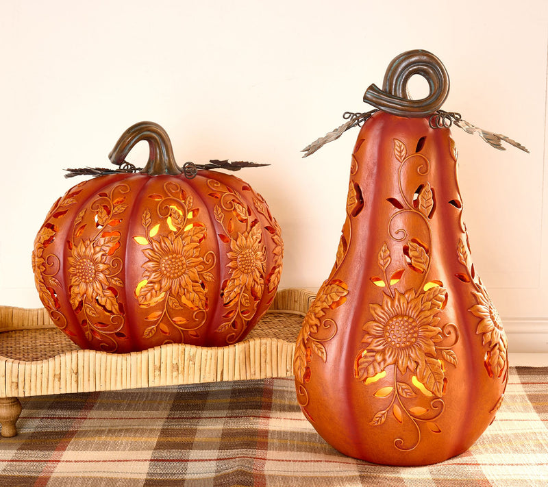 Set of 2 Indoor/Outdoor Lit Pumpkin And Gourd by Valerie — View 11
