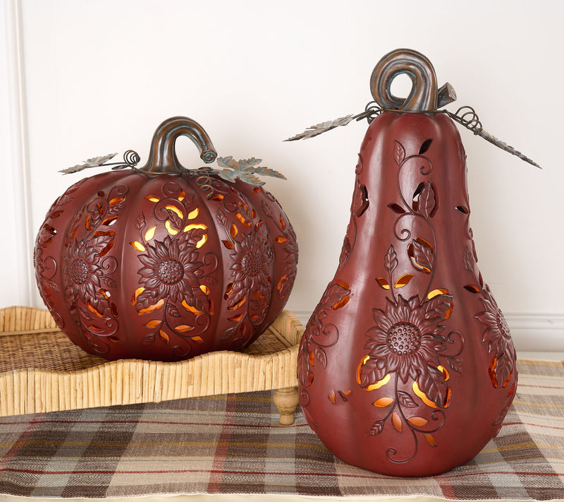Set of 2 Indoor/Outdoor Lit Pumpkin And Gourd by Valerie — View 14