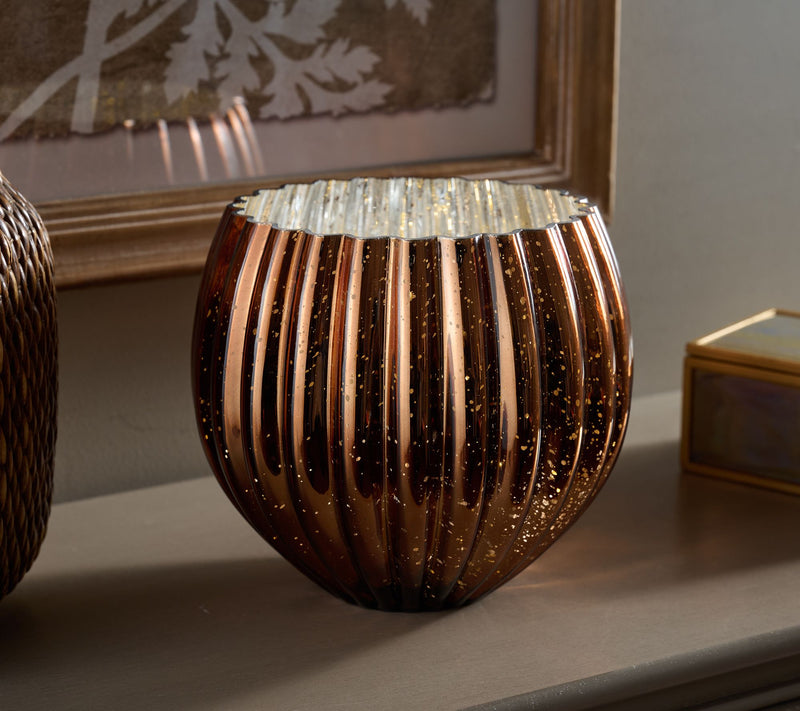 8" Illuminated Ribbed Mercury Glass Rose Bowl by Valerie — View 13