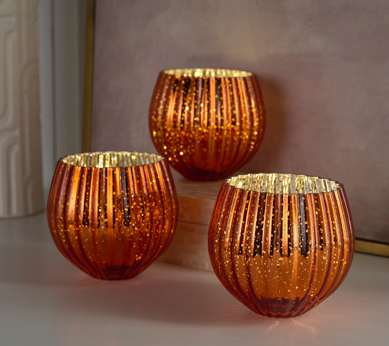 Set of 3 Illuminated Mercury Glass Rose Bowls by Valerie — View 16