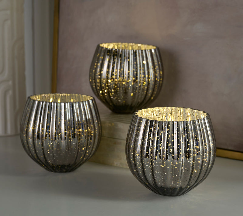 Set of 3 Illuminated Mercury Glass Rose Bowls by Valerie — View 21