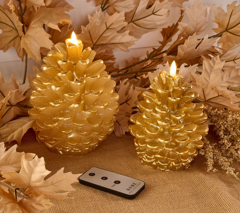 Home Reflections S/2 Flameless Metallic Pinecones — View 5