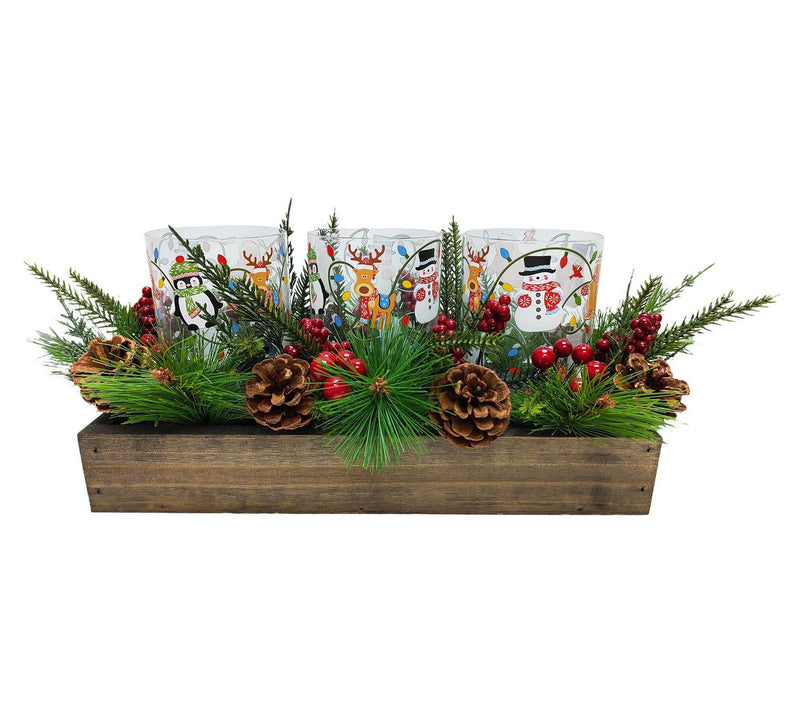 Temp-tations Holiday Hurricane Centerpiece with Greens — Main view