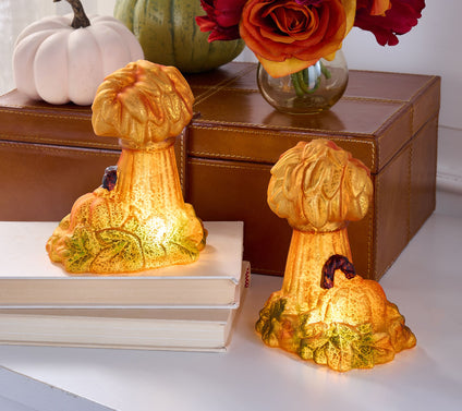 Set of 2 6" Illuminated Mercury Glass Cornstalks by Valerie