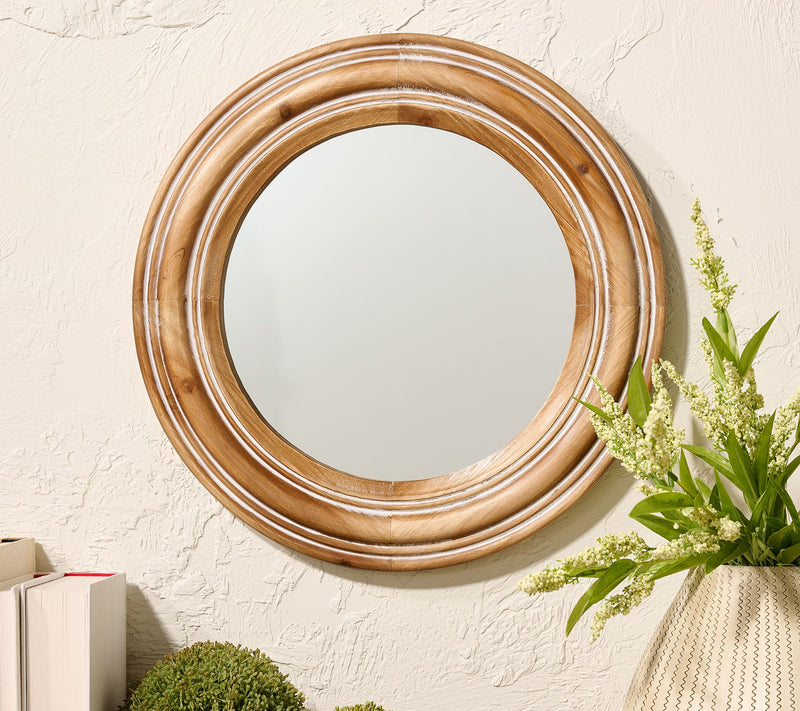 16" Round Mirror with Wood Frame by Valerie — Main view