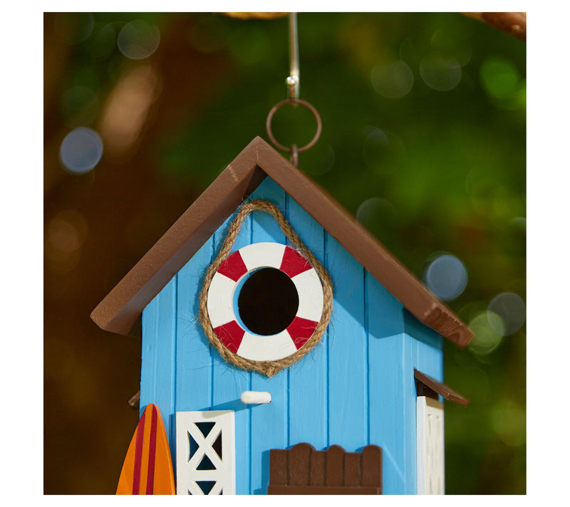 Glitzhome 10" Modern Wood Beach Hut DecorativeBirdhouse — View 3