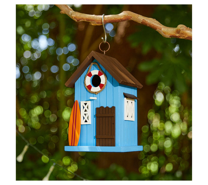 Glitzhome 10" Modern Wood Beach Hut DecorativeBirdhouse — View 8
