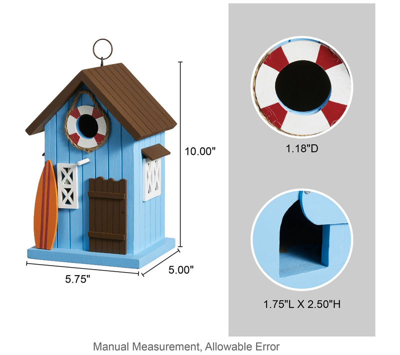 Glitzhome 10" Modern Wood Beach Hut DecorativeBirdhouse — View 6