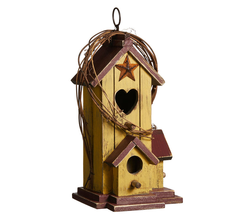 Glitzhome 12" Wooden Distressed Cottage Decorative Birdhouse — View 2