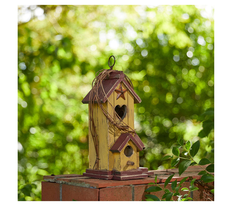 Glitzhome 12" Wooden Distressed Cottage Decorative Birdhouse — View 3