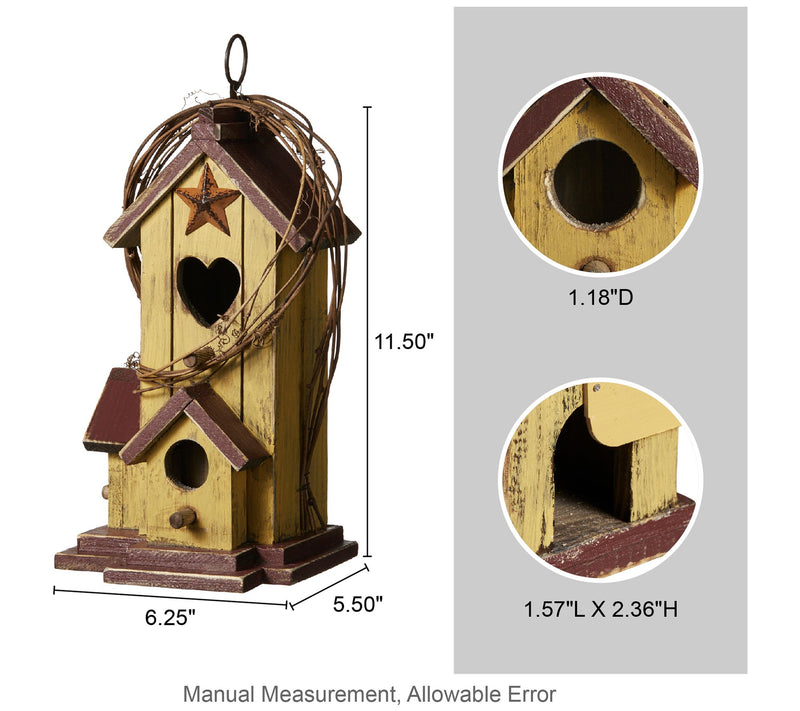 Glitzhome 12" Wooden Distressed Cottage Decorative Birdhouse — View 6