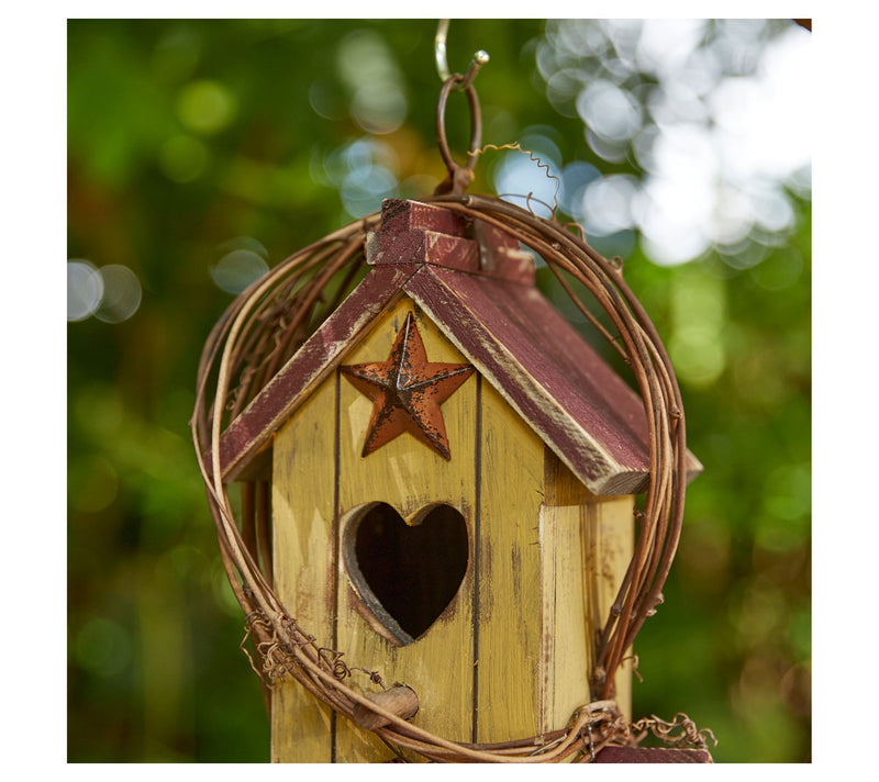 Glitzhome 12" Wooden Distressed Cottage Decorative Birdhouse — View 4