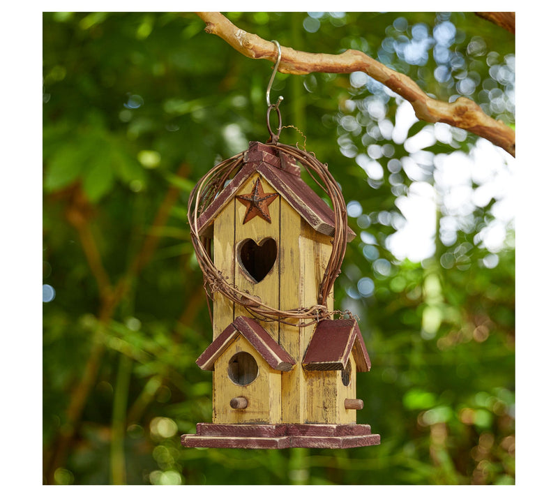 Glitzhome 12" Wooden Distressed Cottage Decorative Birdhouse — View 8
