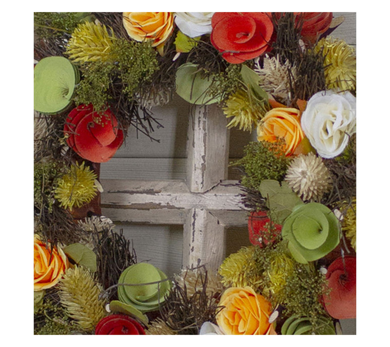 Northlight 12" Flowers with Moss and Twig Floral Spring Wreath — View 2
