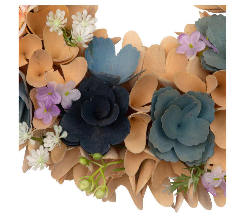 Northlight Wooden Spring Wreath with Mini Flowers- 14" — View 3