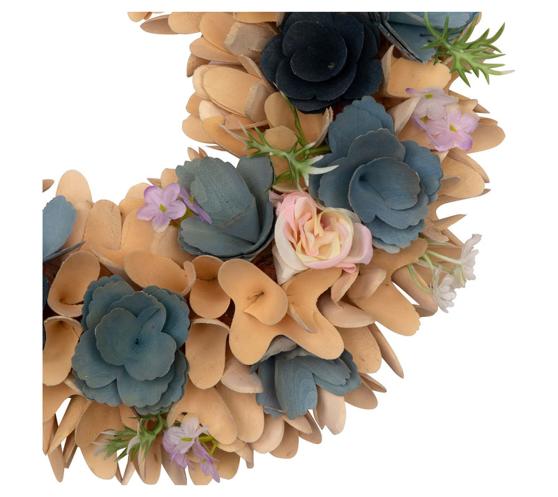 Northlight Wooden Spring Wreath with Mini Flowers- 14" — View 4