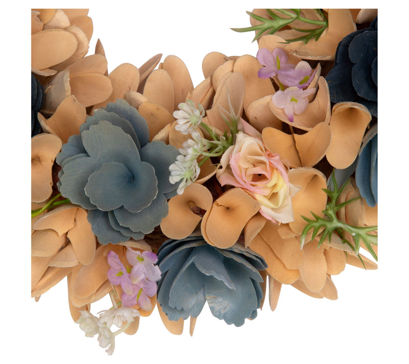 Northlight Wooden Spring Wreath with Mini Flowers- 14" — View 2