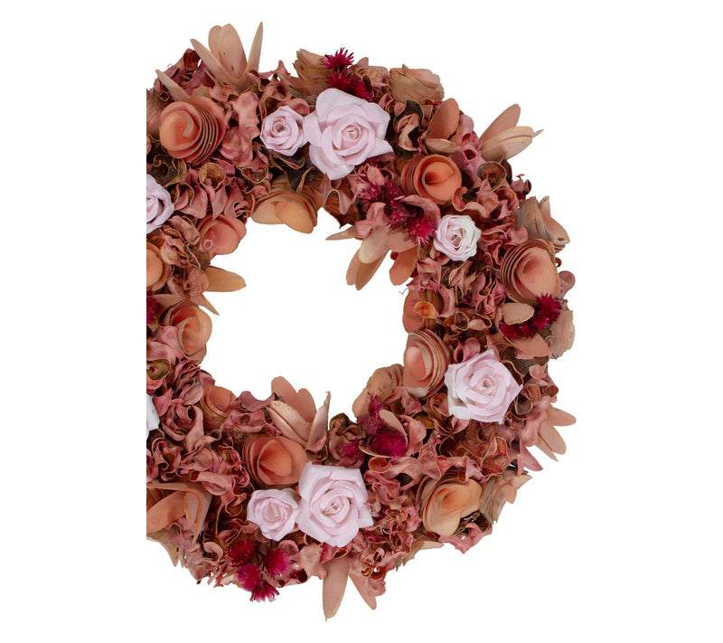 Northlight Roses and Wooden Flowers Spring Wreath — View 2